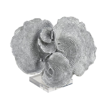 Atlas Lighting Hilty 13in Silver Coral Sculpture on Acrylic Base | Modern Composite Art | Bookshelf & Tabletop Decor | Model AC11384-01