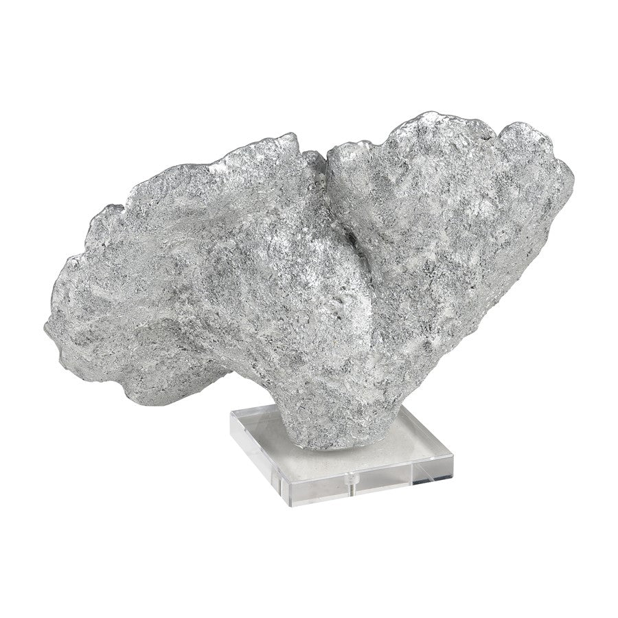 Atlas Lighting Hilty 13in Silver Coral Sculpture on Acrylic Base | Modern Composite Art | Bookshelf & Tabletop Decor | Model AC11384-01