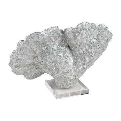 Atlas Lighting Hilty 13in Silver Coral Sculpture on Acrylic Base | Modern Composite Art | Bookshelf & Tabletop Decor | Model AC11384-01