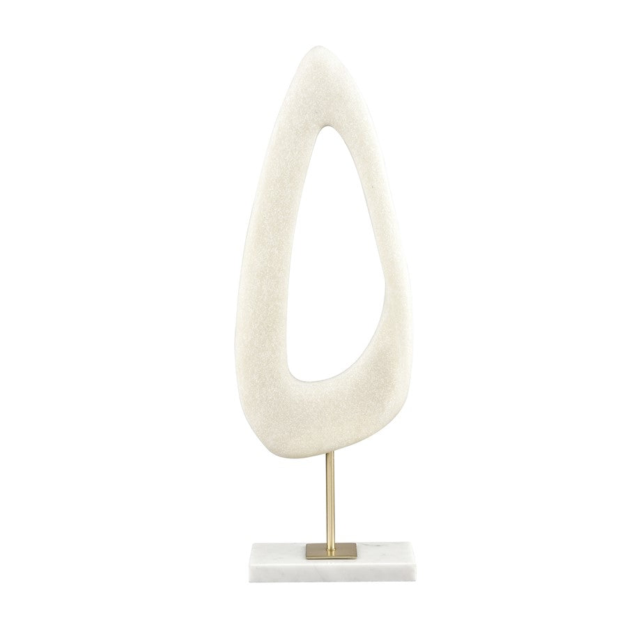 Atlas Lighting Hodge Large Sculpture | Alabaster Composite and Gold Metal | Living Room & Office Decor | 7 x 3.25 x 20.75 in | Model AC11385-01