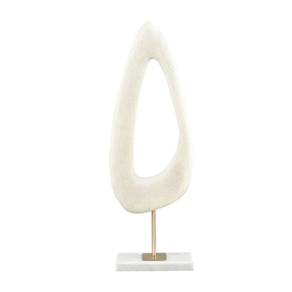Atlas Lighting Hodge Large Sculpture | Alabaster Composite and Gold Metal | Living Room & Office Decor | 7 x 3.25 x 20.75 in | Model AC11385-01