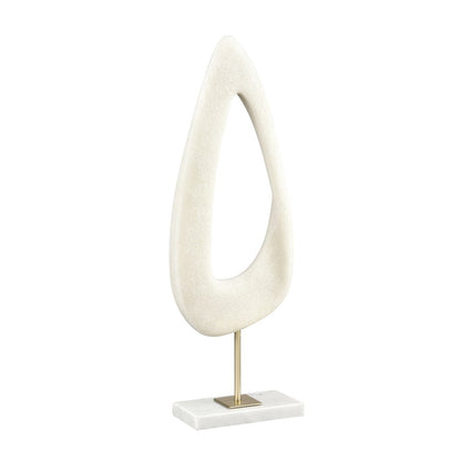 Atlas Lighting Hodge Large Sculpture | Alabaster Composite and Gold Metal | Living Room & Office Decor | 7 x 3.25 x 20.75 in | Model AC11385-01