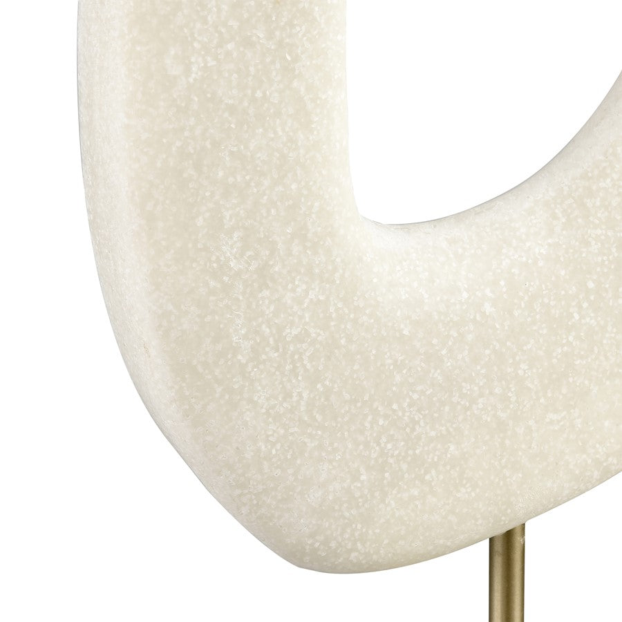 Atlas Lighting Hodge Large Sculpture | Alabaster Composite and Gold Metal | Living Room & Office Decor | 7 x 3.25 x 20.75 in | Model AC11385-01