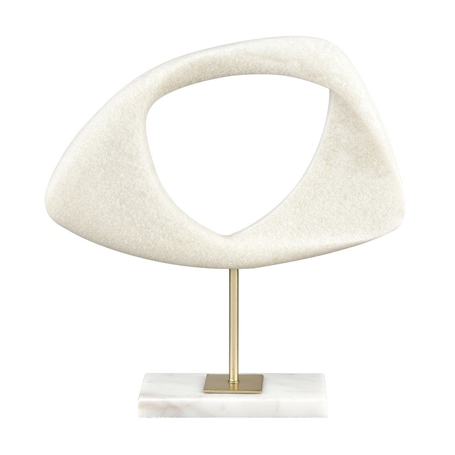 Atlas Lighting Hodge Small Sculpture | Alabaster Composite and Gold Metal | Living Room & Office Decor | 12 x 3.25 x 12.5 in | Model AC11386-01