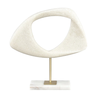 Atlas Lighting Hodge Small Sculpture | Alabaster Composite and Gold Metal | Living Room & Office Decor | 12 x 3.25 x 12.5 in | Model AC11386-01