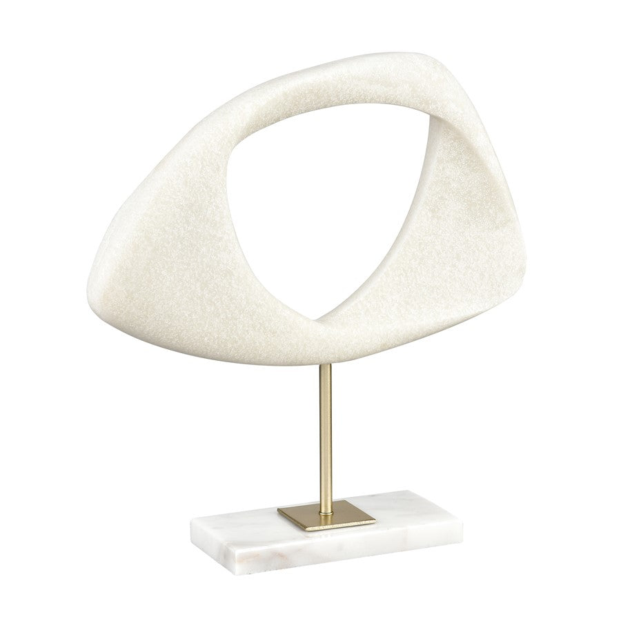 Atlas Lighting Hodge Small Sculpture | Alabaster Composite and Gold Metal | Living Room & Office Decor | 12 x 3.25 x 12.5 in | Model AC11386-01
