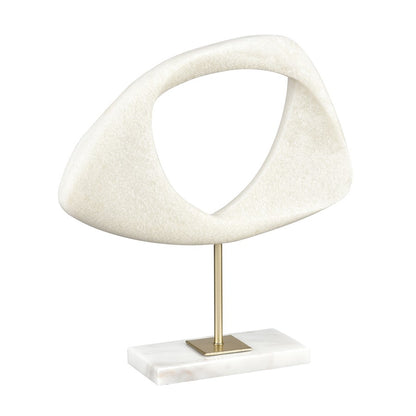 Atlas Lighting Hodge Small Sculpture | Alabaster Composite and Gold Metal | Living Room & Office Decor | 12 x 3.25 x 12.5 in | Model AC11386-01