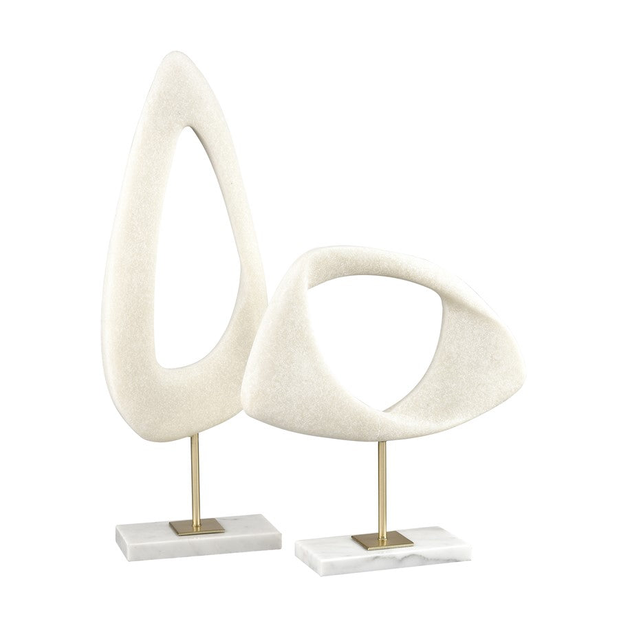Atlas Lighting Hodge Small Sculpture | Alabaster Composite and Gold Metal | Living Room & Office Decor | 12 x 3.25 x 12.5 in | Model AC11386-01