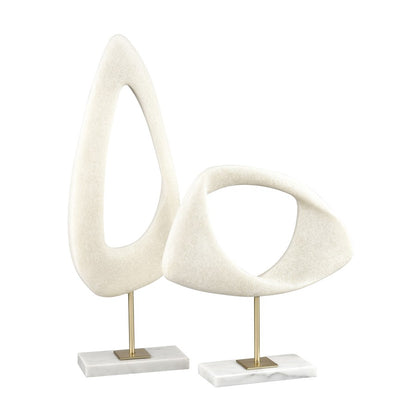 Atlas Lighting Hodge Small Sculpture | Alabaster Composite and Gold Metal | Living Room & Office Decor | 12 x 3.25 x 12.5 in | Model AC11386-01