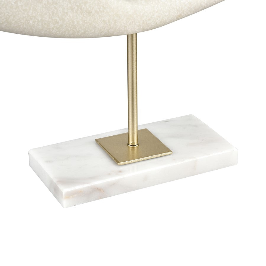 Atlas Lighting Hodge Small Sculpture | Alabaster Composite and Gold Metal | Living Room & Office Decor | 12 x 3.25 x 12.5 in | Model AC11386-01