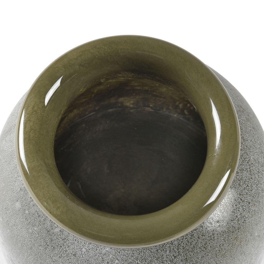 Atlas Lighting Hollum Small Vase | Frosted Green Glass | Farmhouse & Organic Decor | 9 x 9 x 8.5 in | Model AC11388-01