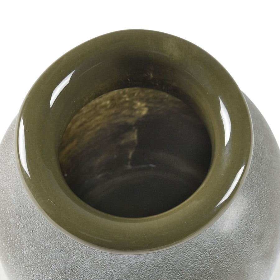 Atlas Lighting Hollum Large Vase | Frosted Green Glass | Farmhouse & Organic Decor | 8 x 8 x 13 in | Model AC11388-02