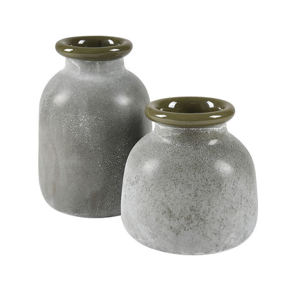 Atlas Lighting Hollum Large Vase | Frosted Green Glass | Farmhouse & Organic Decor | 8 x 8 x 13 in | Model AC11388-02