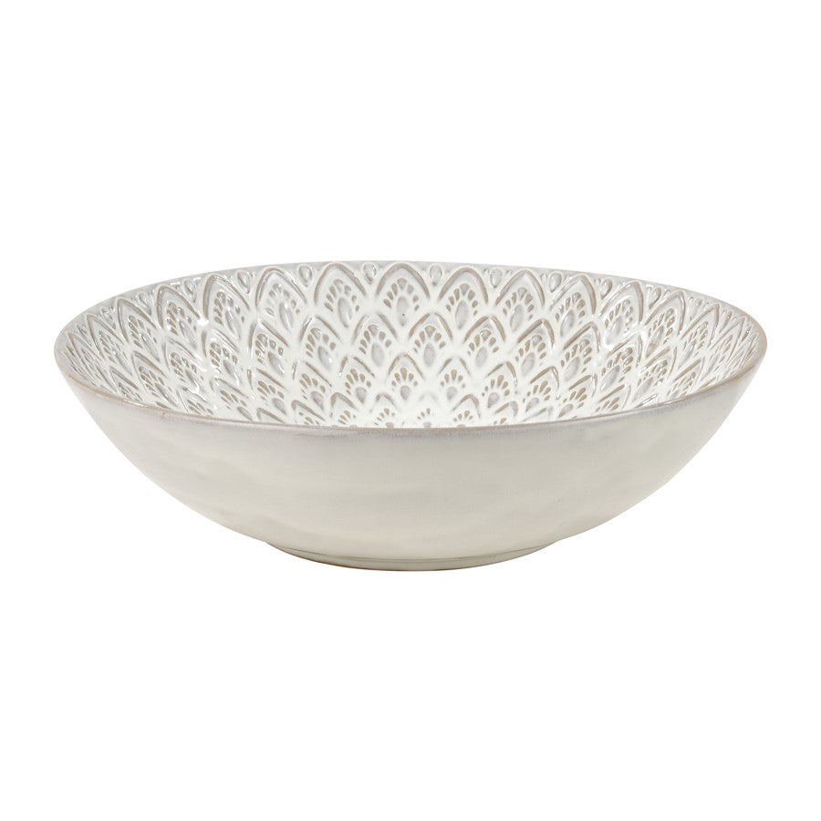 Atlas Lighting Hollywell Bowl | White Earthenware | Farmhouse Centerpiece & Entryway Decor | 14 x 14 x 3.75 in | Model AC11389-01