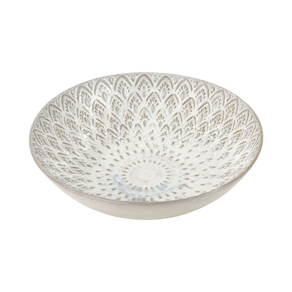 Atlas Lighting Hollywell Bowl | White Earthenware | Farmhouse Centerpiece & Entryway Decor | 14 x 14 x 3.75 in | Model AC11389-01