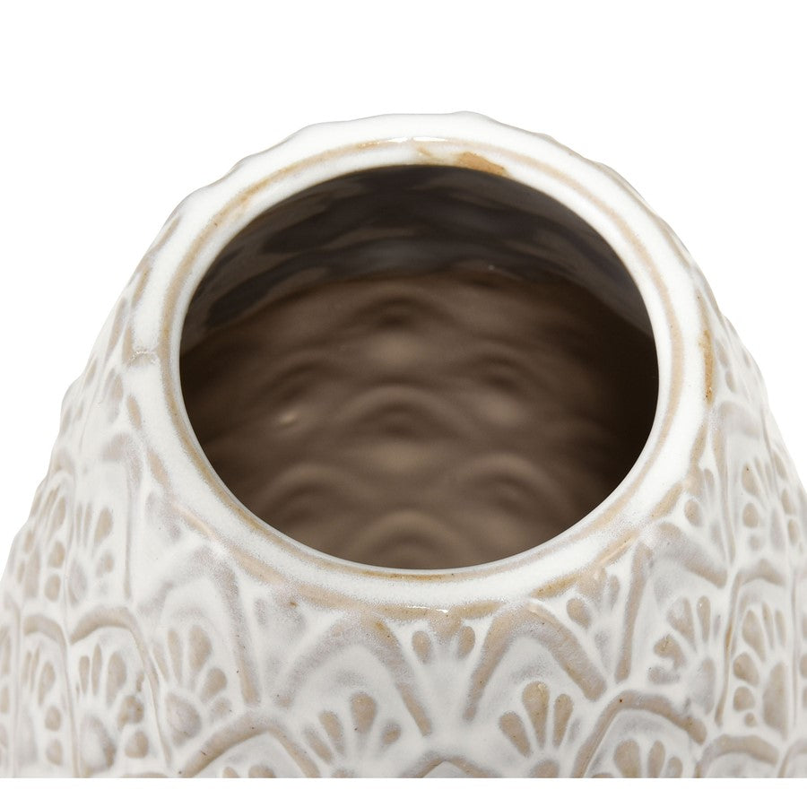 Atlas Lighting Hollywell Small Vase | White Earthenware | Farmhouse & Coastal Decor | 6 x 6 x 13 in | Model AC11390-01