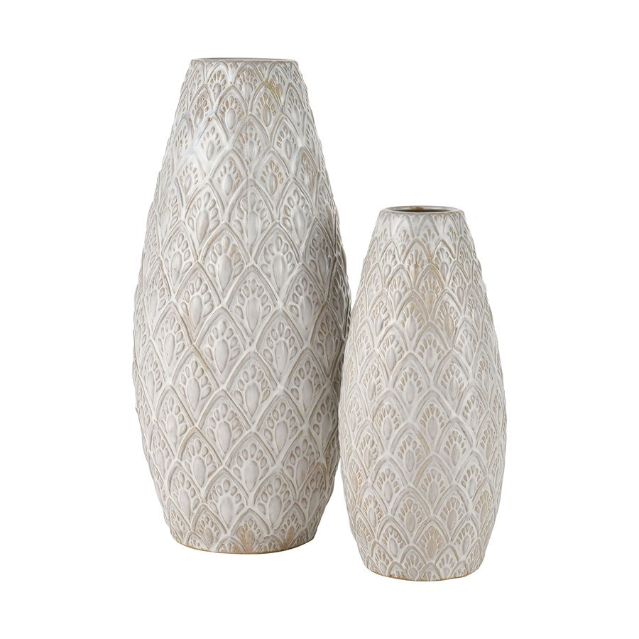 Atlas Lighting Hollywell Small Vase | White Earthenware | Farmhouse & Coastal Decor | 6 x 6 x 13 in | Model AC11390-01