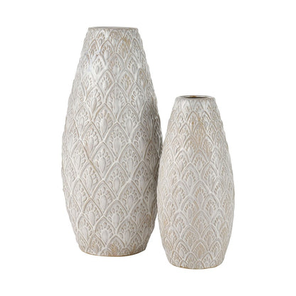 Atlas Lighting Hollywell Small Vase | White Earthenware | Farmhouse & Coastal Decor | 6 x 6 x 13 in | Model AC11390-01