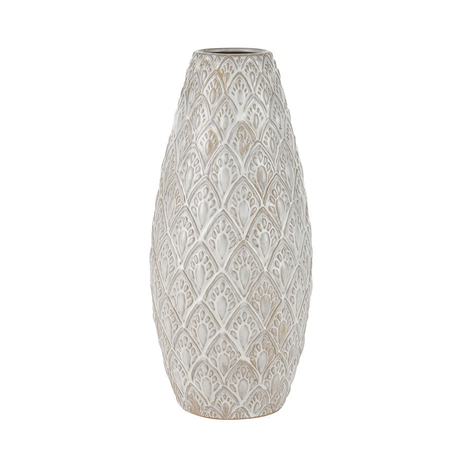 Atlas Lighting Hollywell Large Vase | White Earthenware | Farmhouse & Coastal Decor | 8 x 8 x 18 in | Model AC11390-02