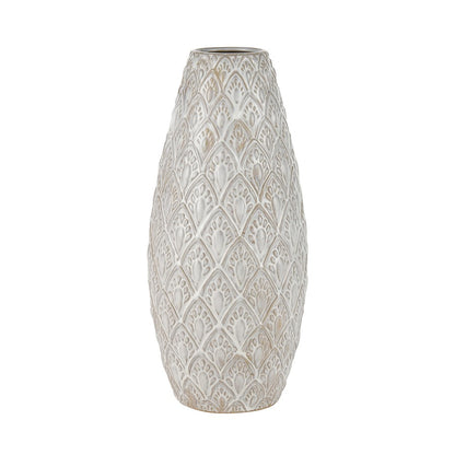 Atlas Lighting Hollywell Large Vase | White Earthenware | Farmhouse & Coastal Decor | 8 x 8 x 18 in | Model AC11390-02