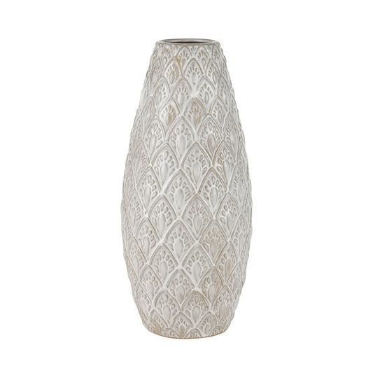 Atlas Lighting Hollywell Large Vase | White Earthenware | Farmhouse & Coastal Decor | 8 x 8 x 18 in | Model AC11390-02