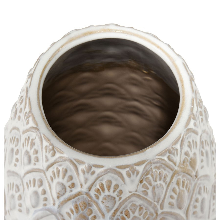 Atlas Lighting Hollywell Large Vase | White Earthenware | Farmhouse & Coastal Decor | 8 x 8 x 18 in | Model AC11390-02