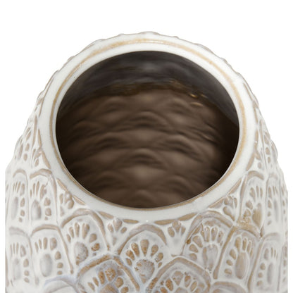 Atlas Lighting Hollywell Large Vase | White Earthenware | Farmhouse & Coastal Decor | 8 x 8 x 18 in | Model AC11390-02