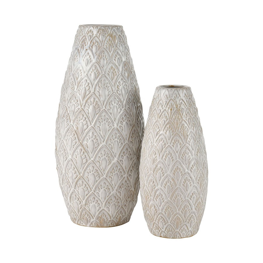 Atlas Lighting Hollywell Large Vase | White Earthenware | Farmhouse & Coastal Decor | 8 x 8 x 18 in | Model AC11390-02