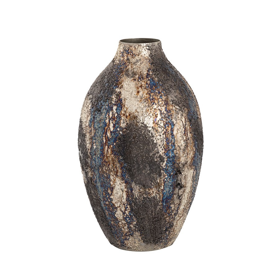 Atlas Lighting Hughes Small Vase | Oxidized Silver & Cosmic Bronze Metal | Living Room & Entryway Decor | 9 x 9 x 15 in | Model AC11395-01