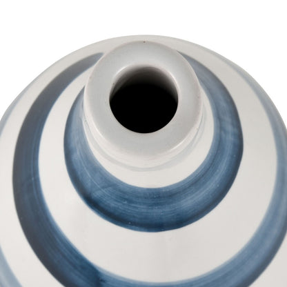 Atlas Lighting Indaal Large Vase | White & Blue Hand-Painted Earthenware | Living Room & Hallway Decor | 5.5 x 5.5 x 16.5 in | Model AC11397-01