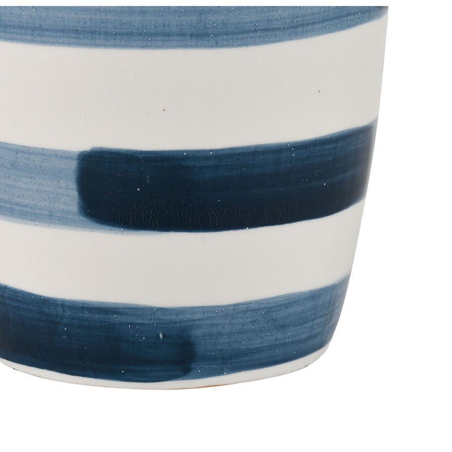 Atlas Lighting Indaal Large Vase | White & Blue Hand-Painted Earthenware | Living Room & Hallway Decor | 5.5 x 5.5 x 16.5 in | Model AC11397-01