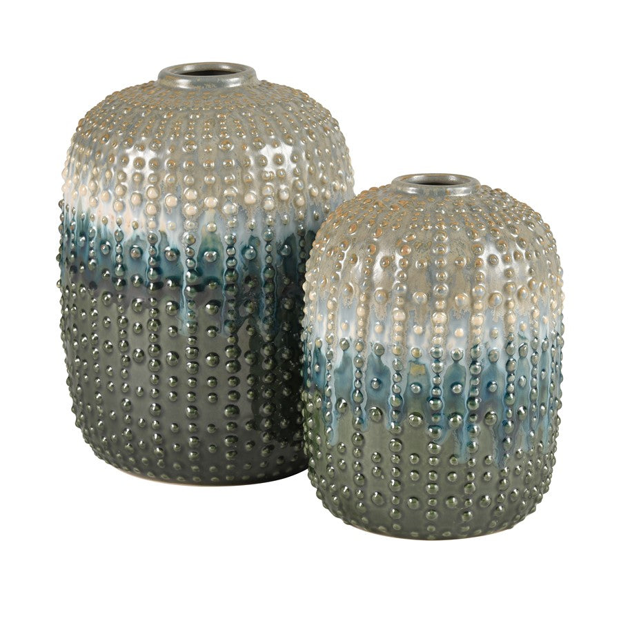 Atlas Lighting Jaffe Small Vase | Green Reactive Earthenware | Living Room & Entryway Decor | 6 x 6 x 7.75 in | Model AC11400-01