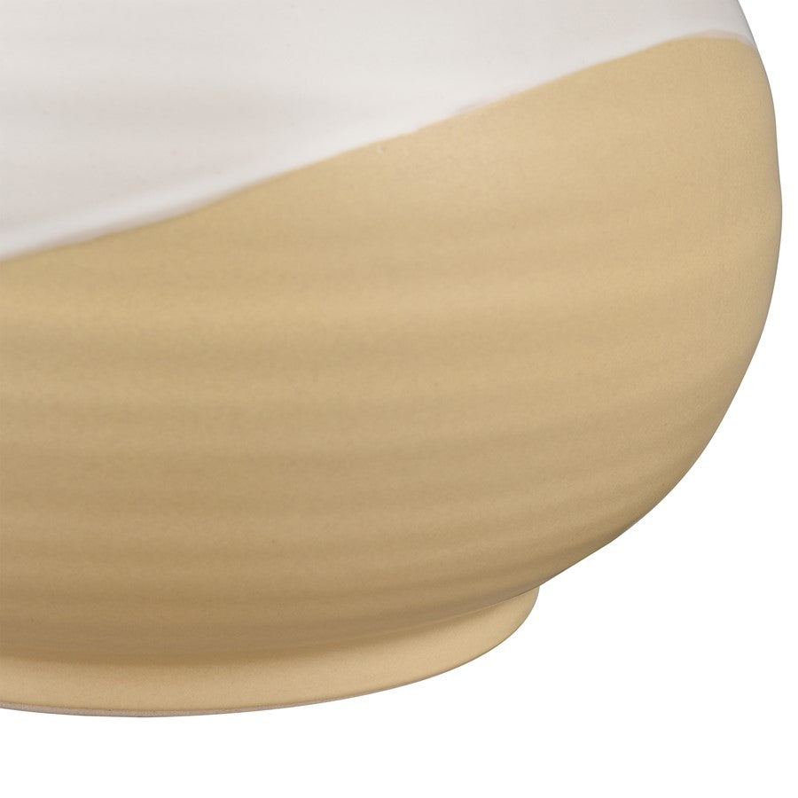 Atlas Lighting Joffe Small Vase | White Earthenware with Green Bands | Living Room & Entryway Decor | 6.75 x 6.75 x 8 in | Model AC11404-01