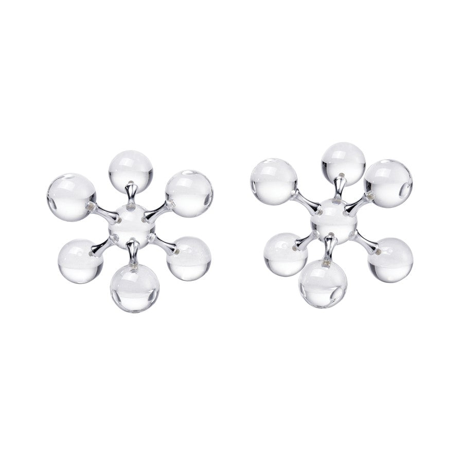 Atlas Lighting Jumble Jacks Bookends Set of 2 | Clear Crystal and Chrome | Bookshelf & Desk Decor | 5 x 5 x 5 in | Model AC11407-01S