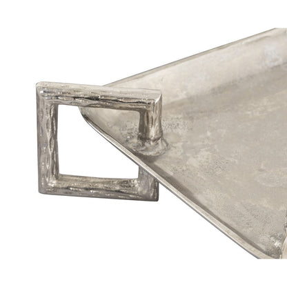 Atlas Lighting Juniper Tray Set of 2 | Polished Silver Metal | Serving & Coffee Table Decor | 21 x 13 x 4 in | Model AC11408-01S