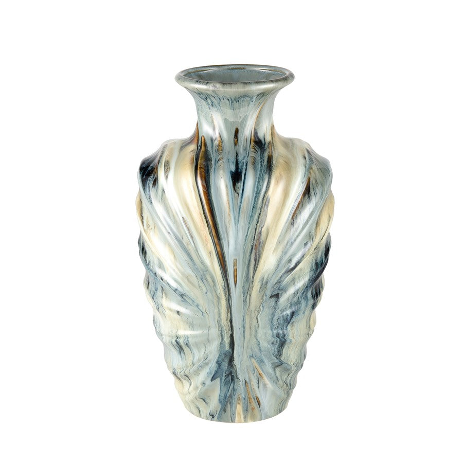 Atlas Lighting Kelly Large Vase | Blue Reactive Earthenware | Living Room & Entryway Decor | 8.75 x 8.75 x 15.5 in | Model AC11409-01