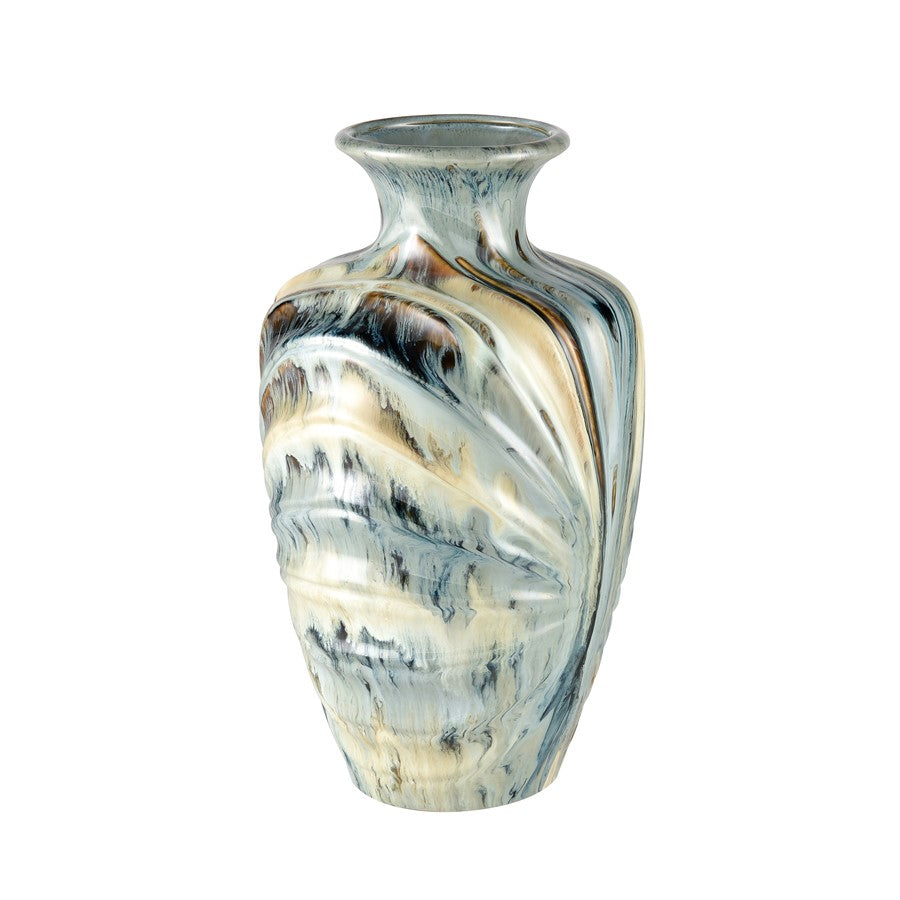 Atlas Lighting Kelly Large Vase | Blue Reactive Earthenware | Living Room & Entryway Decor | 8.75 x 8.75 x 15.5 in | Model AC11409-01