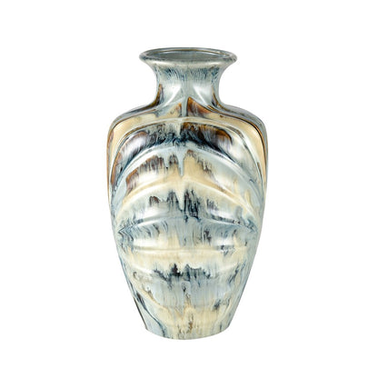 Atlas Lighting Kelly Large Vase | Blue Reactive Earthenware | Living Room & Entryway Decor | 8.75 x 8.75 x 15.5 in | Model AC11409-01