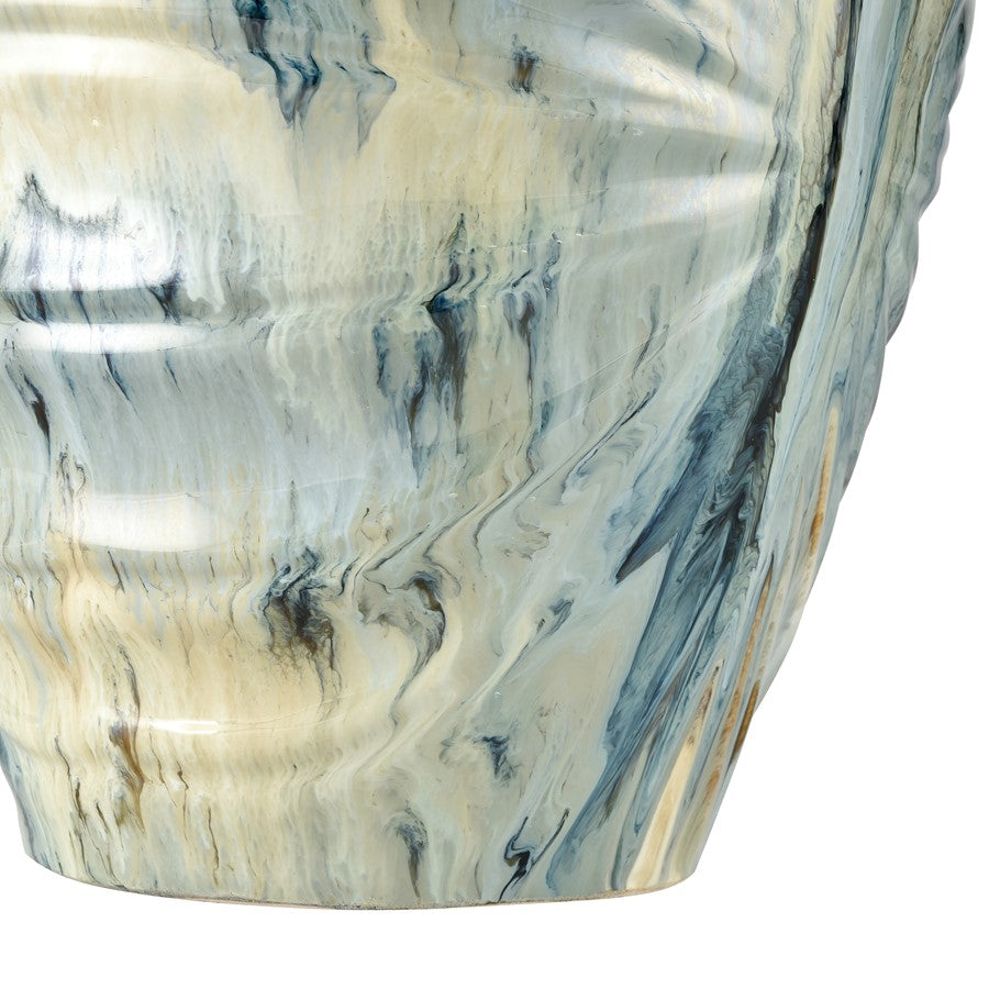Atlas Lighting Kelly Large Vase | Blue Reactive Earthenware | Living Room & Entryway Decor | 8.75 x 8.75 x 15.5 in | Model AC11409-01