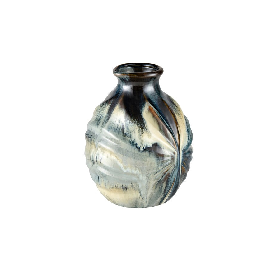 Atlas Lighting Kelly Small Vase | Blue Reactive Earthenware | Shelf & Tabletop Decor | 8.75 x 8.75 x 11 in | Model AC11410-01