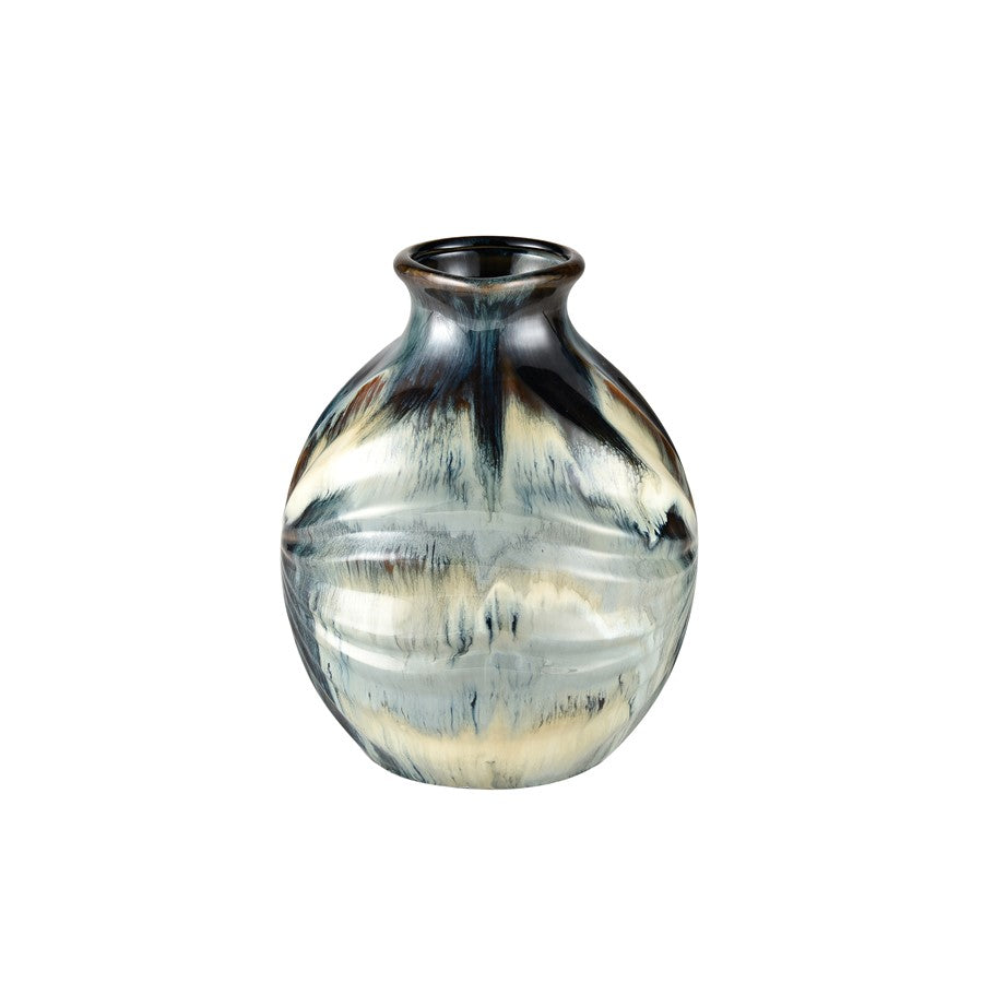Atlas Lighting Kelly Small Vase | Blue Reactive Earthenware | Shelf & Tabletop Decor | 8.75 x 8.75 x 11 in | Model AC11410-01