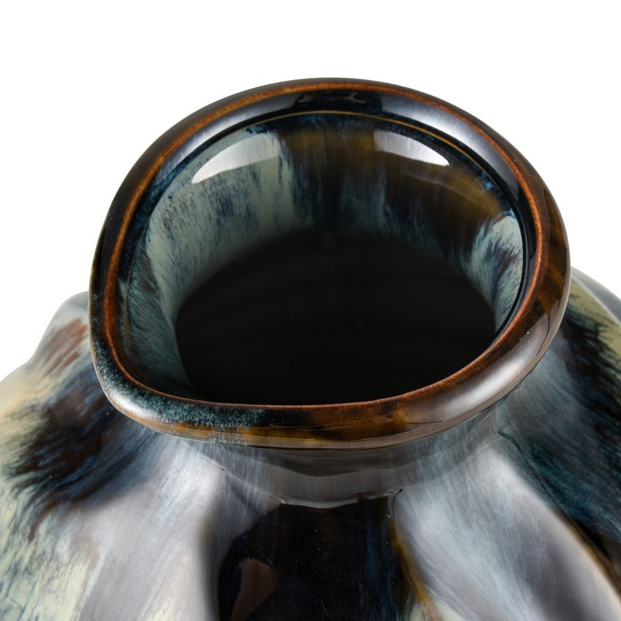 Atlas Lighting Kelly Small Vase | Blue Reactive Earthenware | Shelf & Tabletop Decor | 8.75 x 8.75 x 11 in | Model AC11410-01