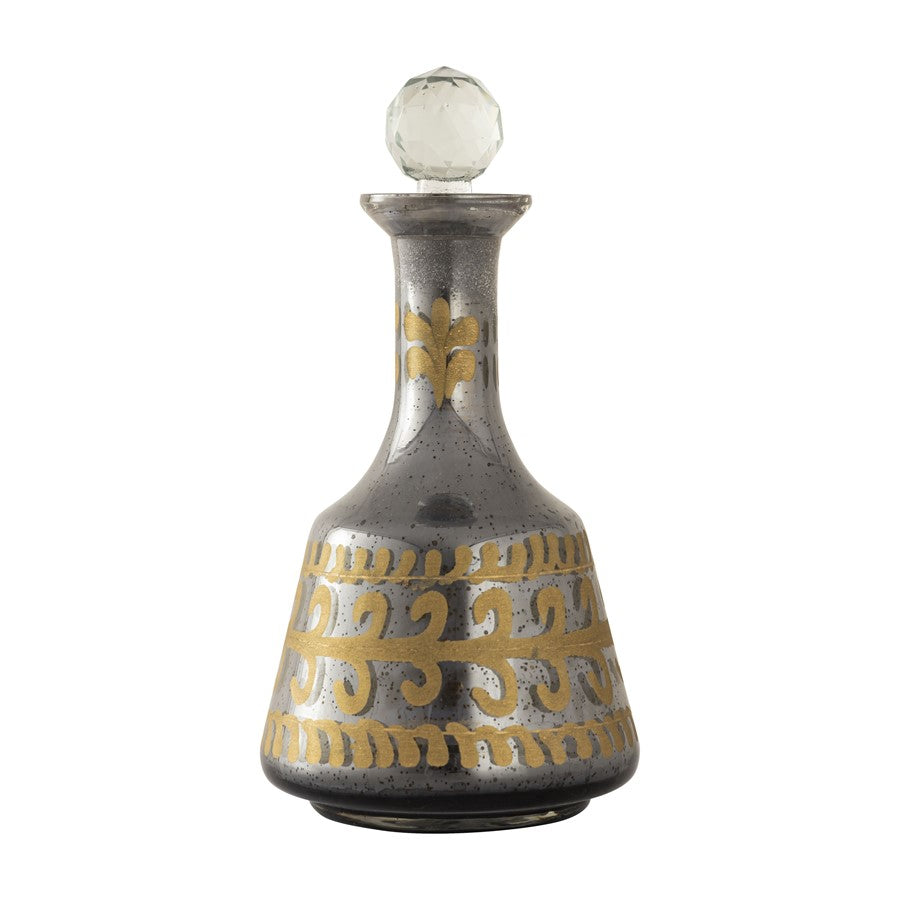 Atlas Lighting Kemal Bottle Set of 3 | Antique Silver & Gold Glass | Shelf & Bar Decor | 4.5 x 4.5 x 14.5 in | Model AC11411-01S