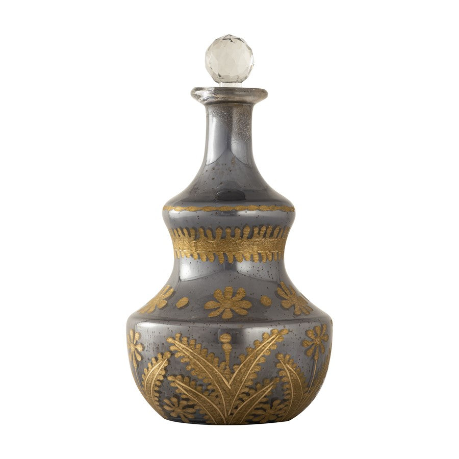 Atlas Lighting Kemal Bottle Set of 3 | Antique Silver & Gold Glass | Shelf & Bar Decor | 4.5 x 4.5 x 14.5 in | Model AC11411-01S