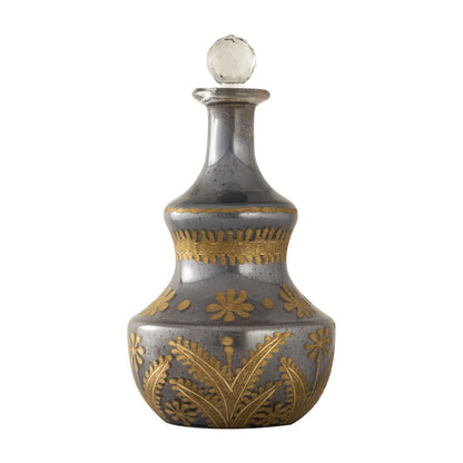 Atlas Lighting Kemal Bottle Set of 3 | Antique Silver & Gold Glass | Shelf & Bar Decor | 4.5 x 4.5 x 14.5 in | Model AC11411-01S