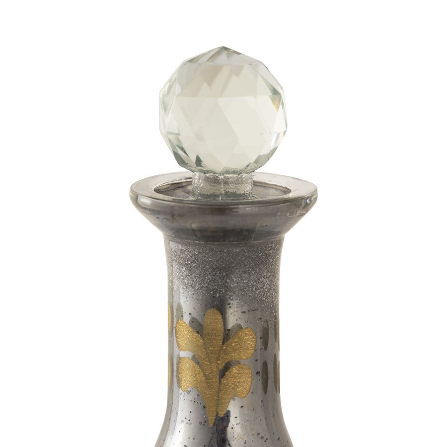 Atlas Lighting Kemal Bottle Set of 3 | Antique Silver & Gold Glass | Shelf & Bar Decor | 4.5 x 4.5 x 14.5 in | Model AC11411-01S