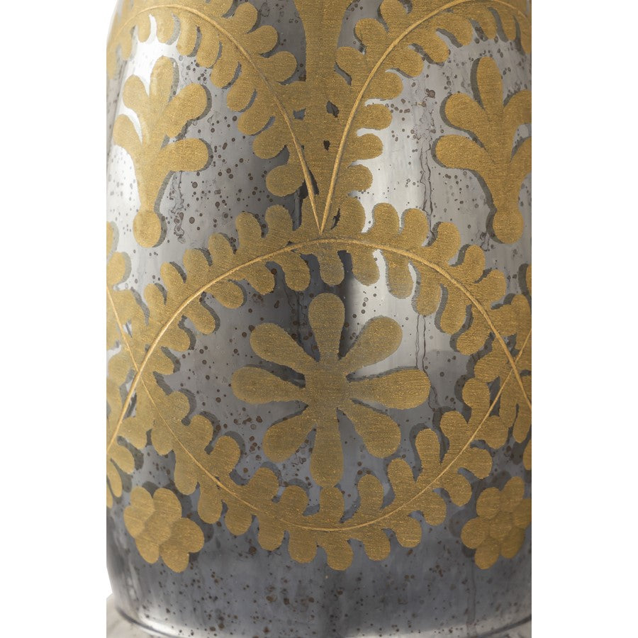 Atlas Lighting Kemal Bottle Set of 3 | Antique Silver & Gold Glass | Shelf & Bar Decor | 4.5 x 4.5 x 14.5 in | Model AC11411-01S