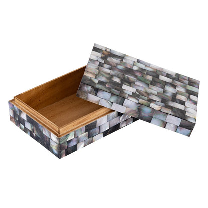 Atlas Lighting Keshi Box Set of 2 | Transitional Mother of Pearl and Wood Composite | Living Room & Entryway Decor | Model AC11412-01S