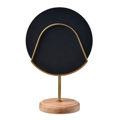 Atlas Lighting Lambert Carved Large Object | Natural Wood Disc on Gold Metal Stand | Living Room & Study Sculpture | Model AC11422-01