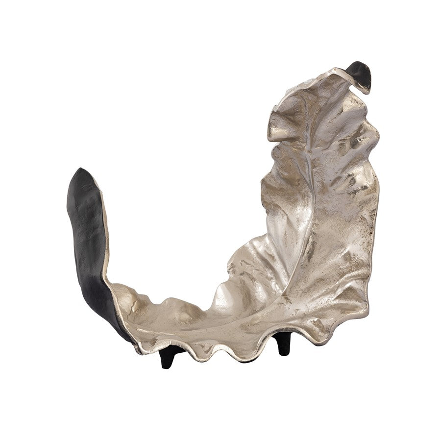 Atlas Lighting Lamina Leaf Object | Silver and Black Metal Tabletop Decor | Living Room & Office Shelf Accent | 18.5 x 9.75 x 14 in | Model AC11424-01